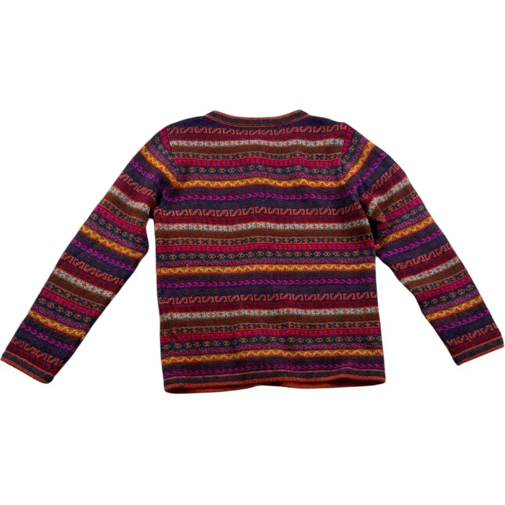 Novica Striped 100% Alpaca Cardigan Sweater Size Medium